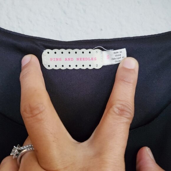 Pins & Needles Urban Outfitters Black Crepe Mini Chiffon Mini Dress Small SALE - Picture 8 of 9